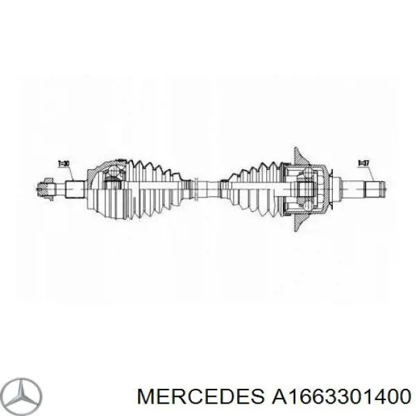 A166330140080 Mercedes árbol de transmisión delantero izquierdo