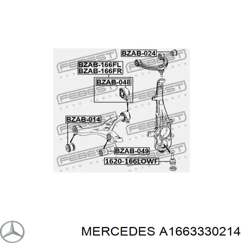 Silentblock de brazo de suspensión Mercedes A1663330214 precio, desde 12,89 EUR