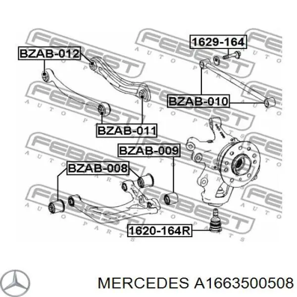 Muñón de eje, cuerpo del eje, trasero izquierdo para Mercedes GL (X166)