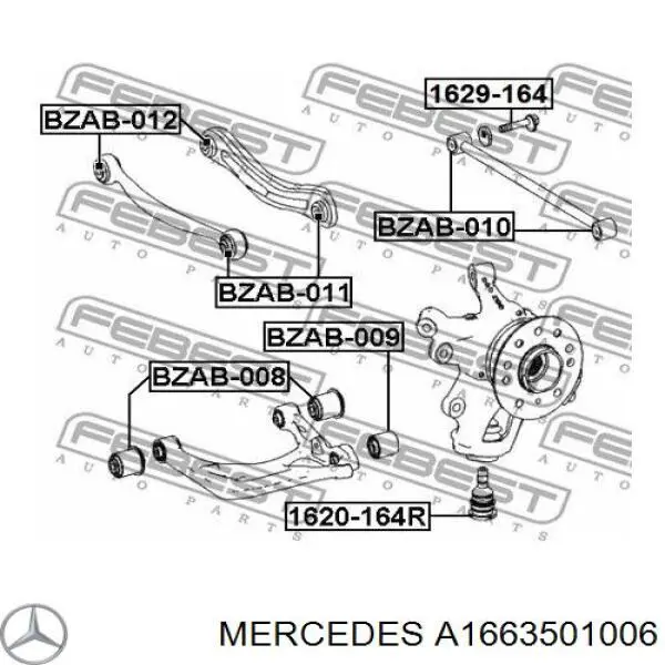 A1663501006 Mercedes brazo de suspensión trasero inferior derecho