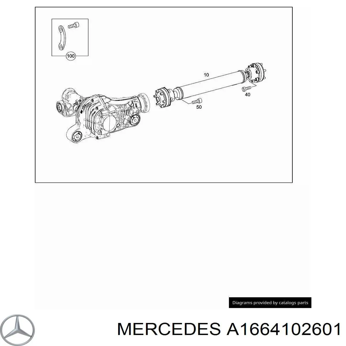 A1664100101 Mercedes árbol cardán, eje delantero