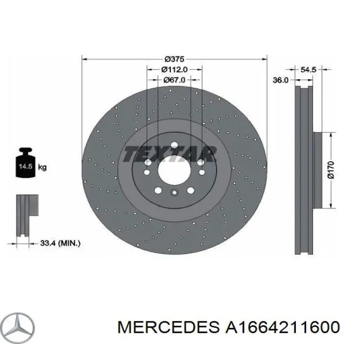 Frenos delanteros Mercedes A1664211600 precio, desde 93,37 EUR