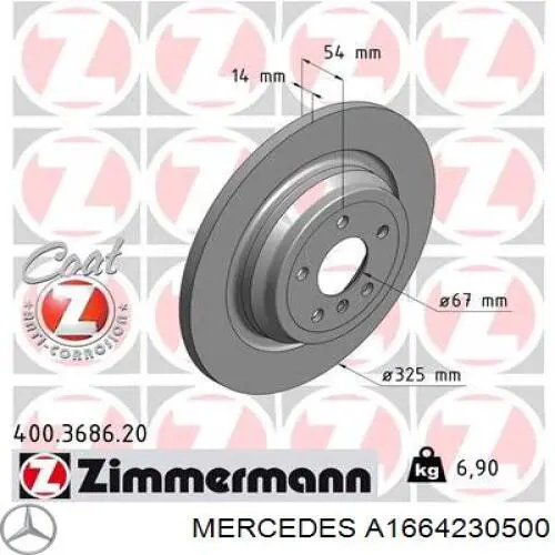 Disco de freno trasero Mercedes A1664230500 precio, desde 65,51 EUR