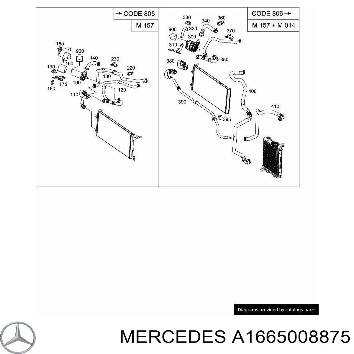 A1665008875 Mercedes manguera de refrigeración