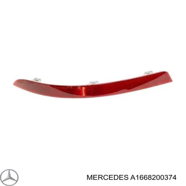 A1668200374 Mercedes reflector, parachoques trasero, izquierdo