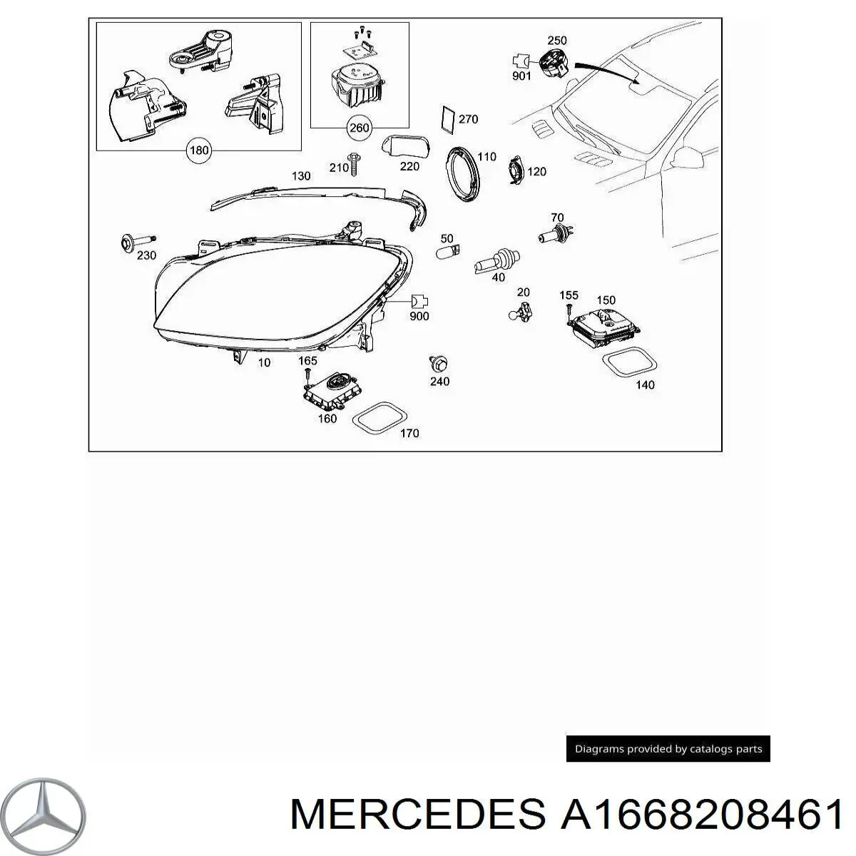 Faro derecho para Mercedes ML/GLE (W166)