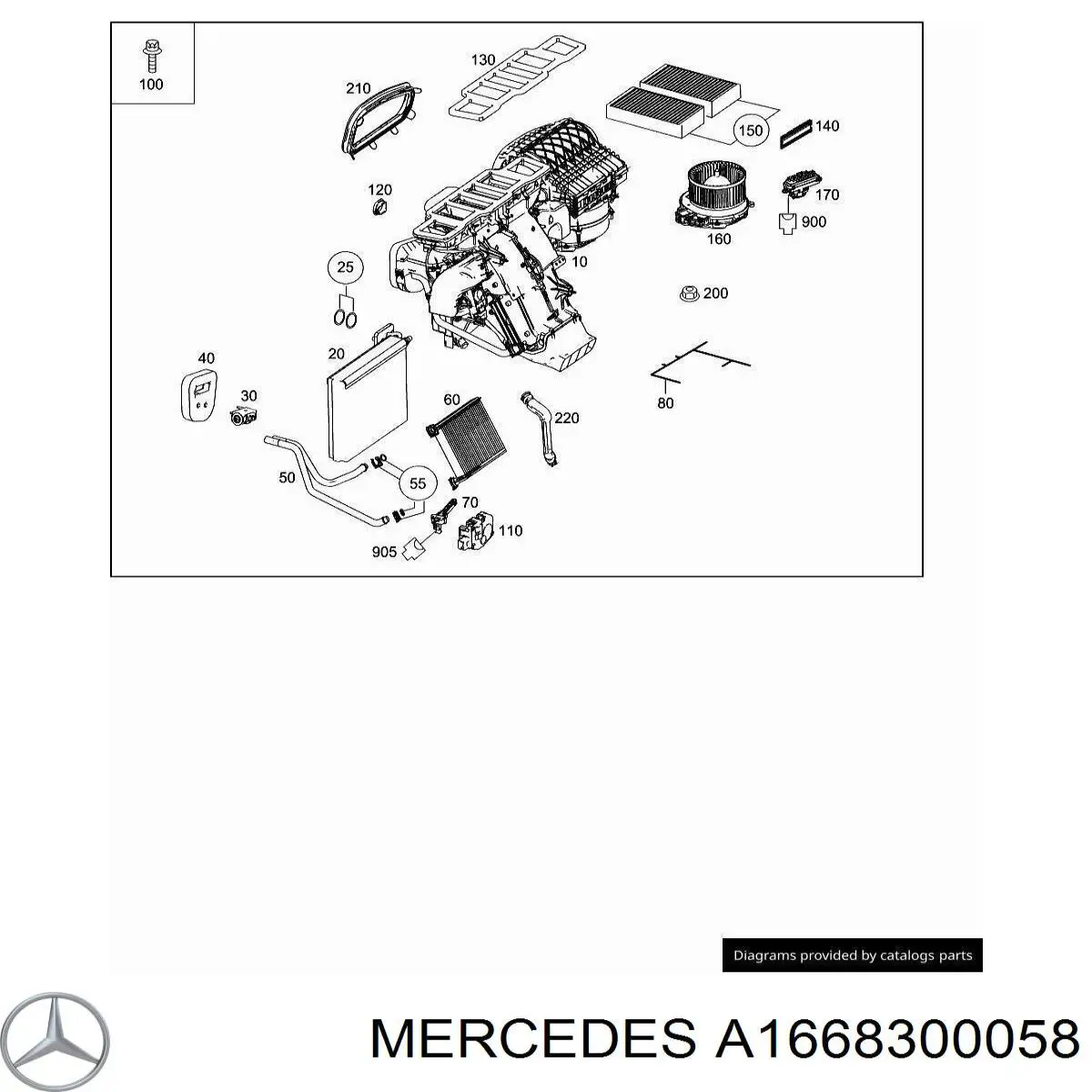 A1668300058 Mercedes evaporador, aire acondicionado
