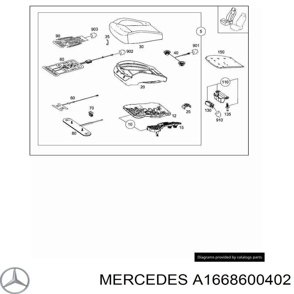 Airbag lateral de asiento derecho para Mercedes ML/GLE (W166)