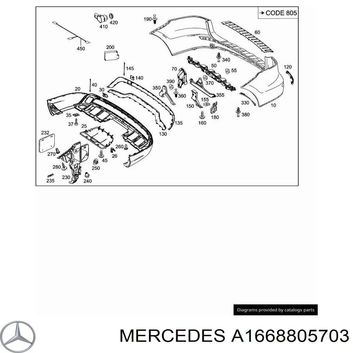 Soporte de parachoques trasero izquierdo Mercedes A1668805703 precio, desde 120,35 EUR