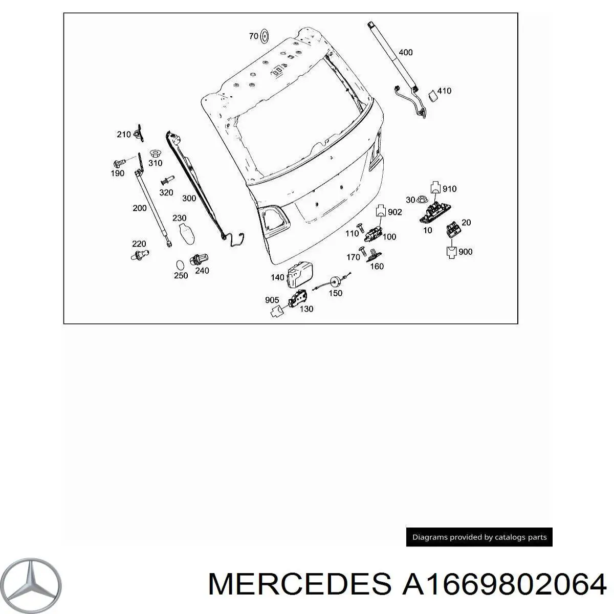 A1669802064 Mercedes amortiguador de maletero