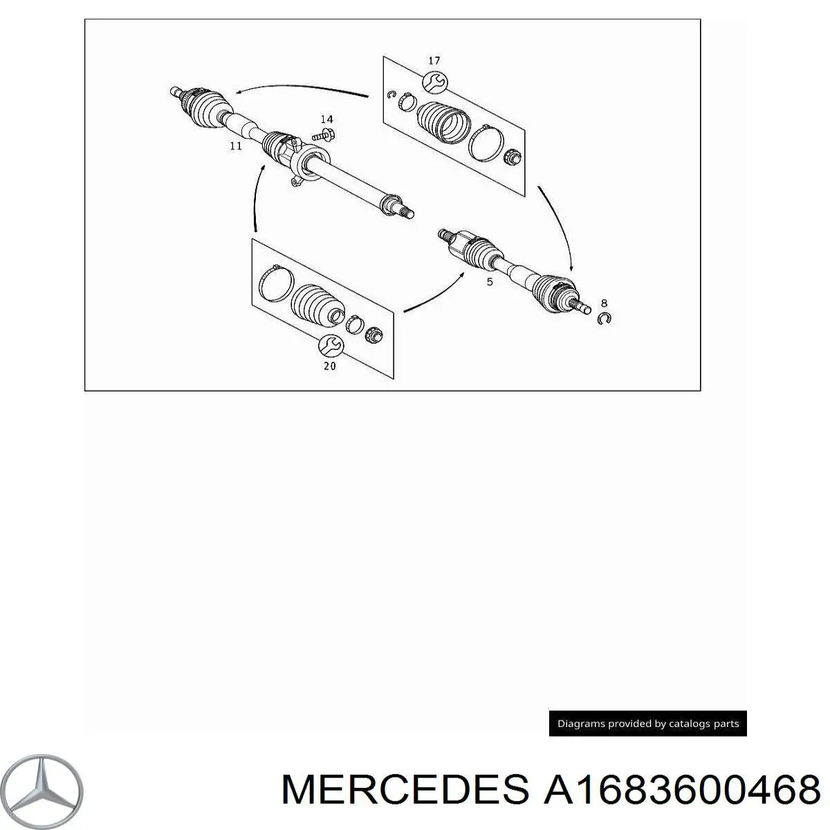A1683600468 Mercedes fuelle, árbol de transmisión delantero exterior