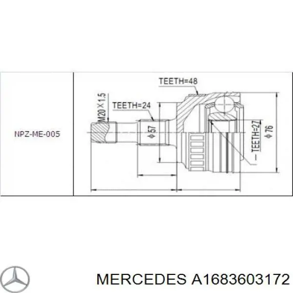 A1683603172 Mercedes Semieje delantero izquierdo