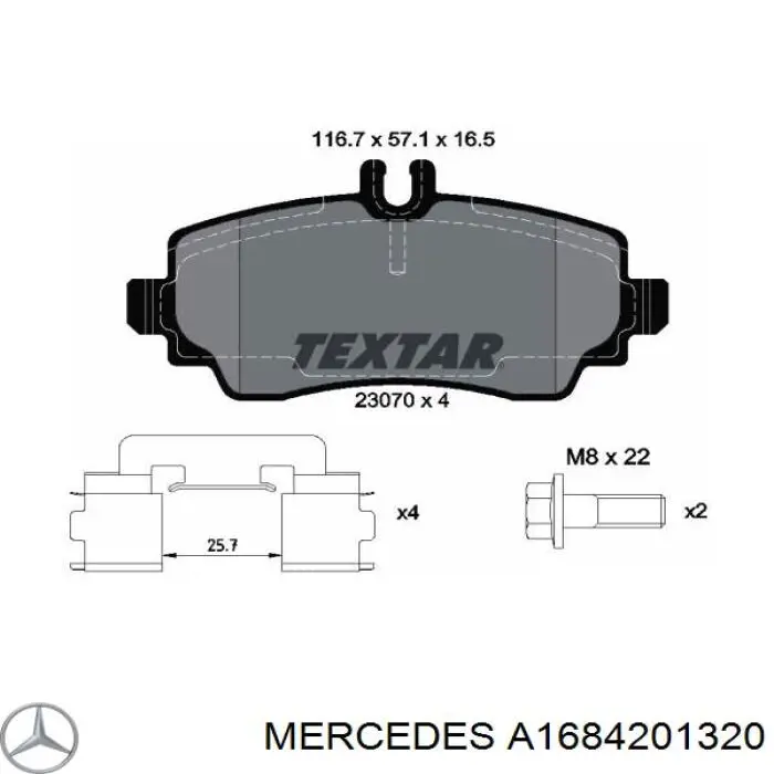 Comprar A1684201320 Mercedes Pastillas delanteras de freno