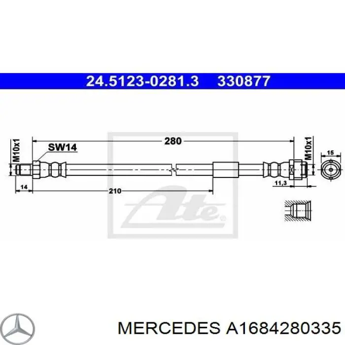 A1684280335 Mercedes latiguillo de freno delantero