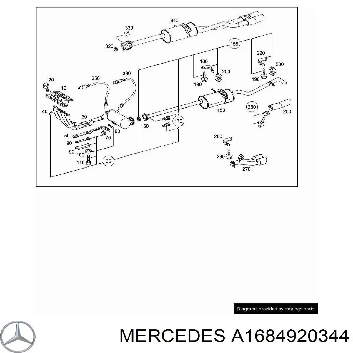 A1684920344 Mercedes soporte, silenciador