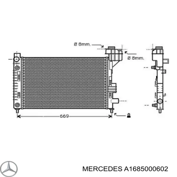 Comprar A1685000602 Mercedes Radiador de auto