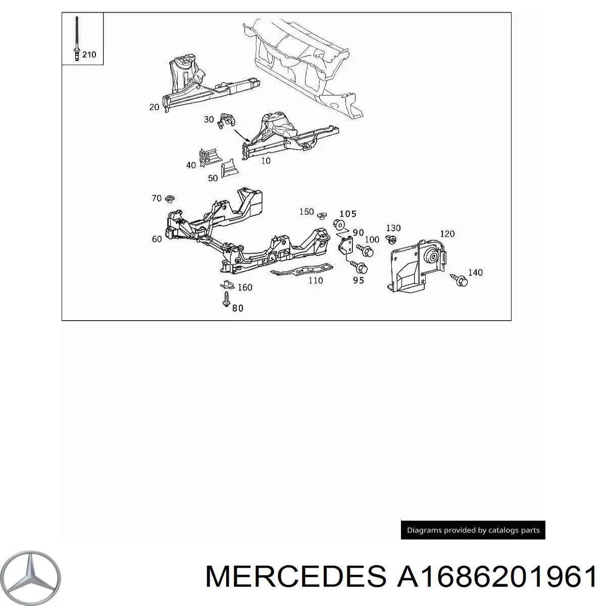 A1686201961 Mercedes Larguero delantero izquierdo del bastidor