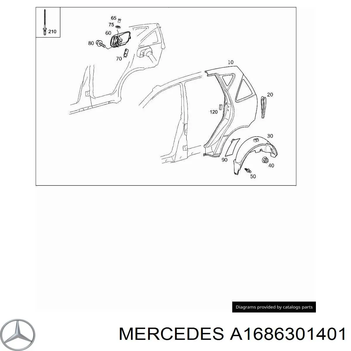 A1686301401 Mercedes guardabarros trasero derecho