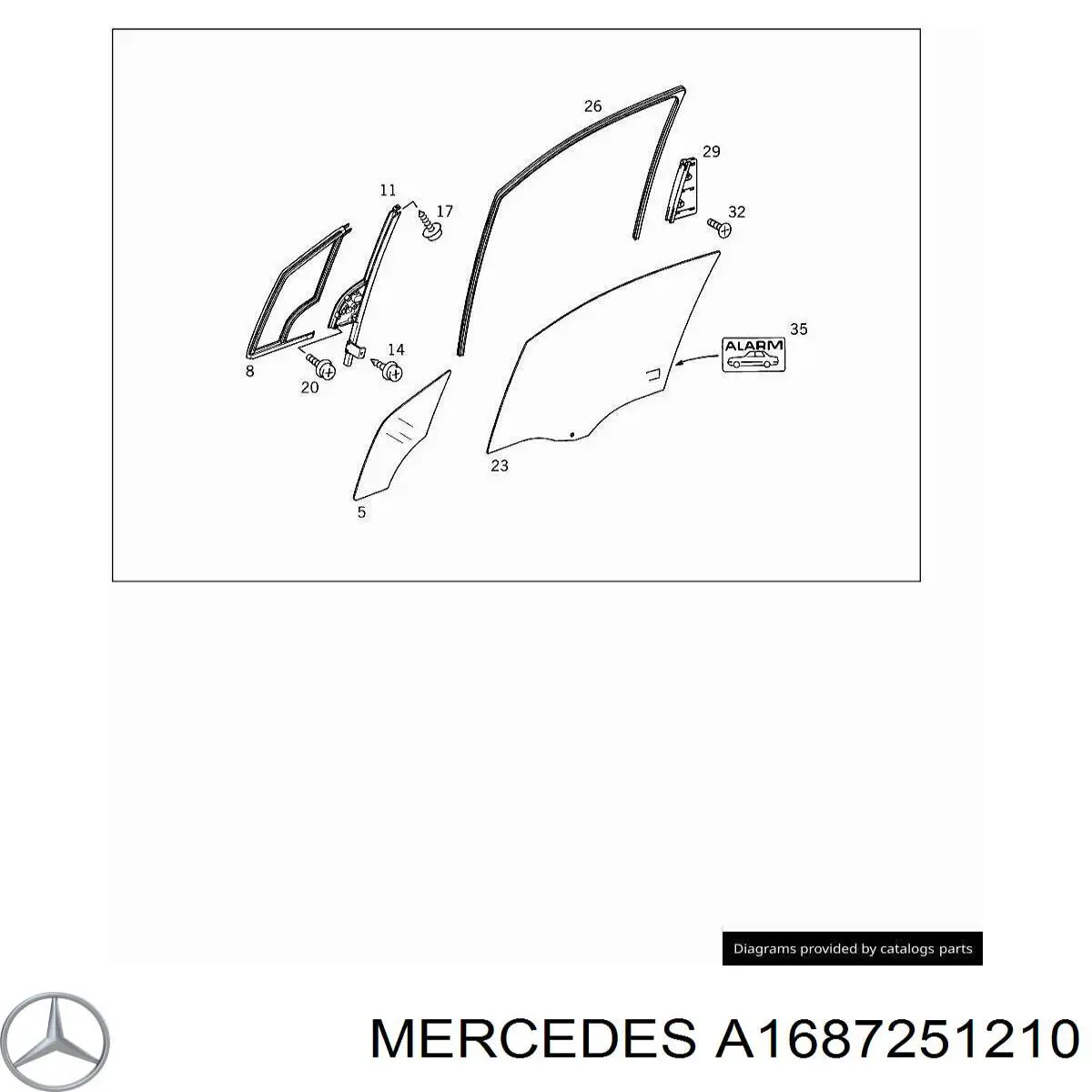 A1687251210 Mercedes luna de puerta delantera derecha