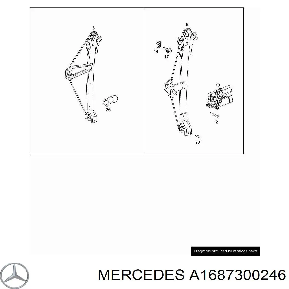 Mecanismo alzacristales, puerta trasera derecha para Mercedes A (W168)