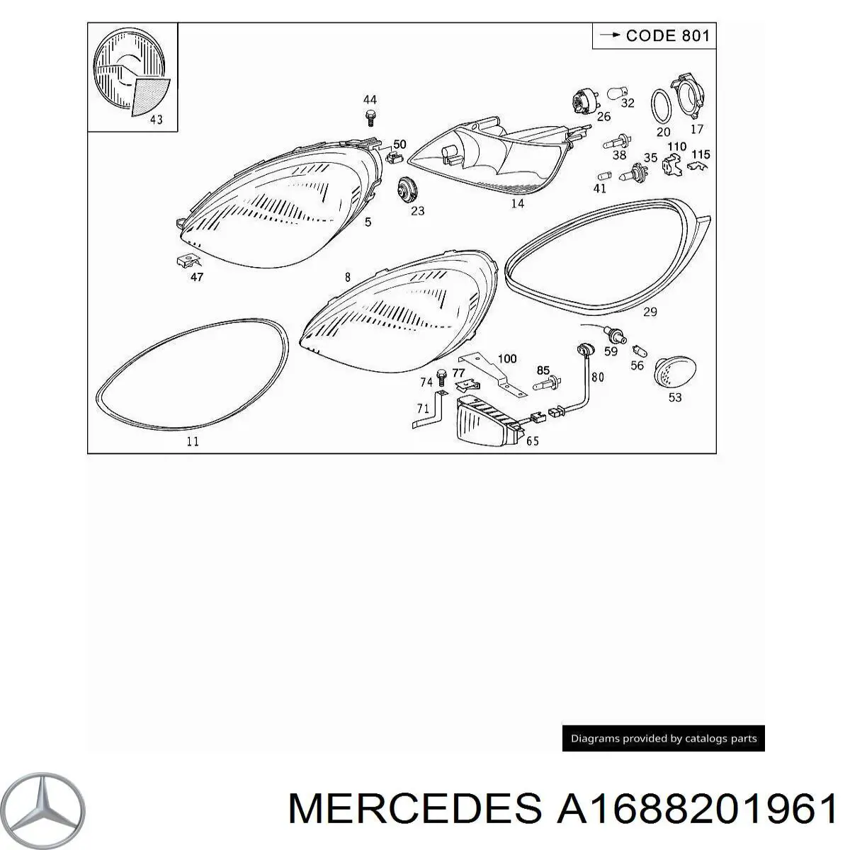 A1688201961 Mercedes faro izquierdo