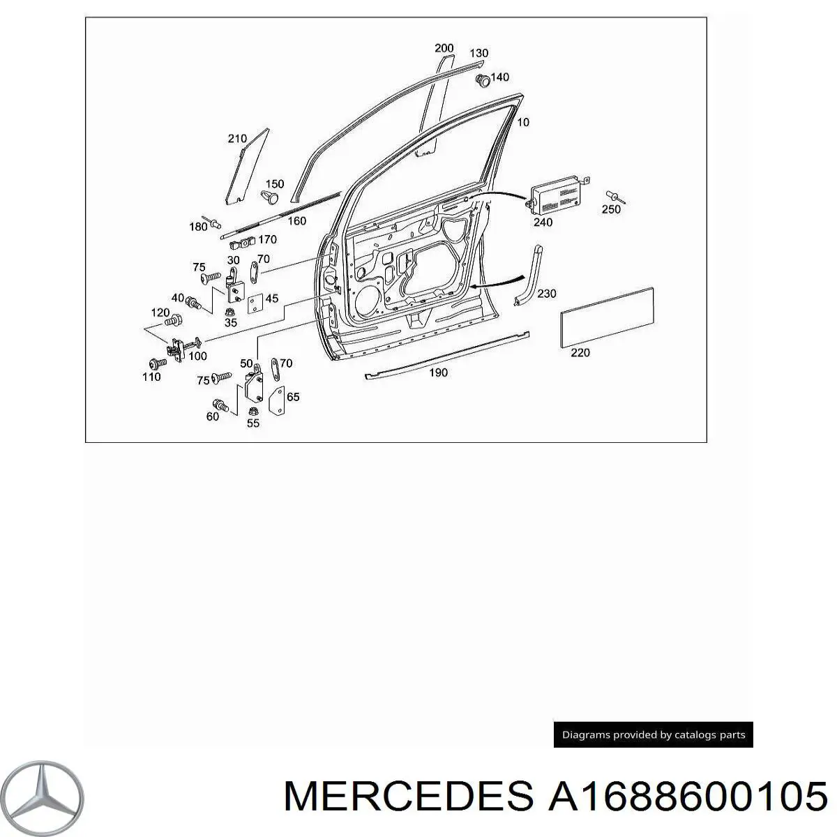 A1688600105 Mercedes airbag de la puerta delantera izquierda