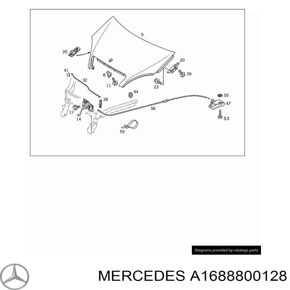 A1688800128 Mercedes bisagra, capó del motor izquierda