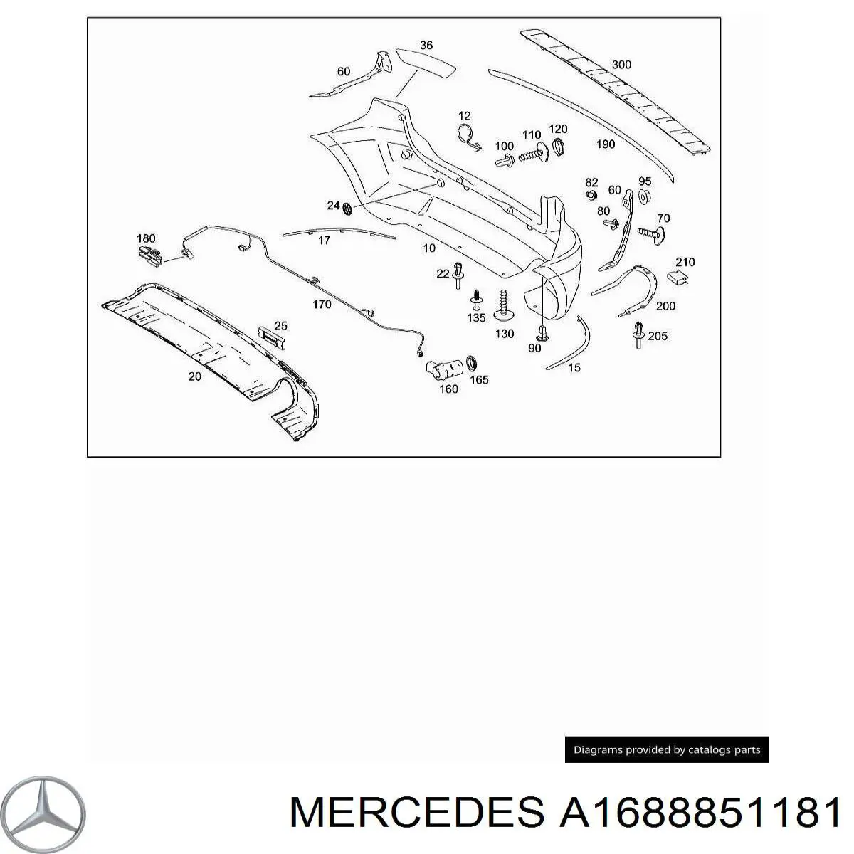 Cobertura de parachoques, enganche de remolque, trasera para Mercedes A (W169)
