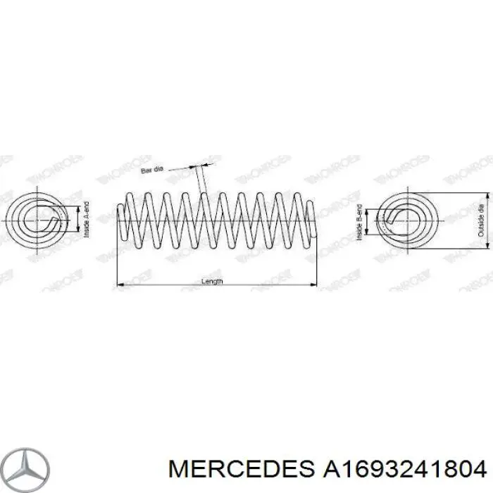 Muelle de suspensión trasero Mercedes A1693241804 precio, desde 22,01 EUR