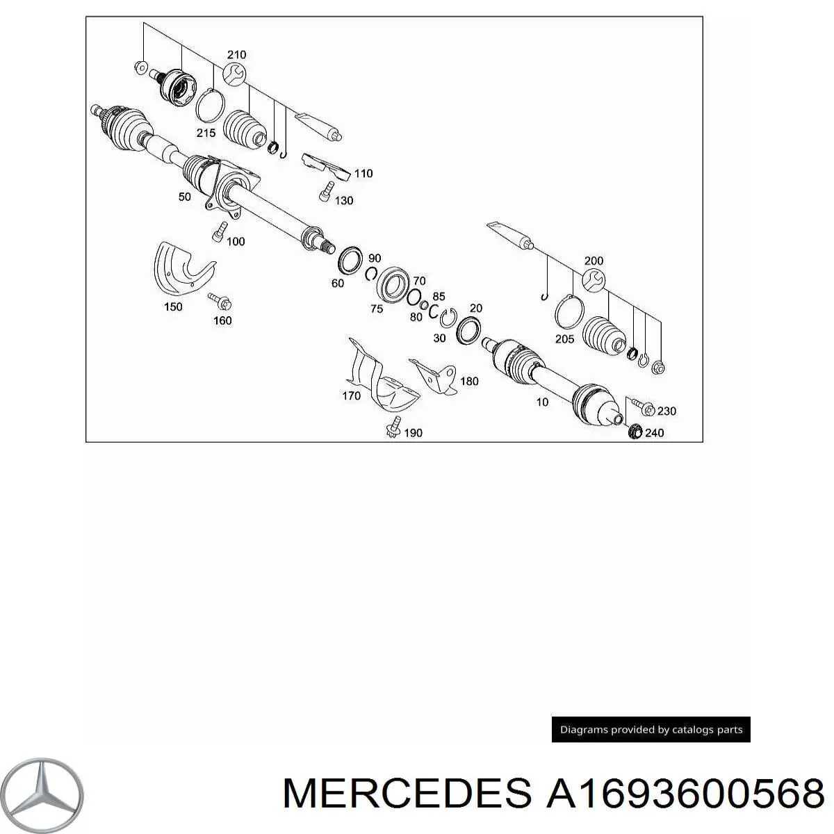 A1693600568 Mercedes fuelle, árbol de transmisión delantero exterior