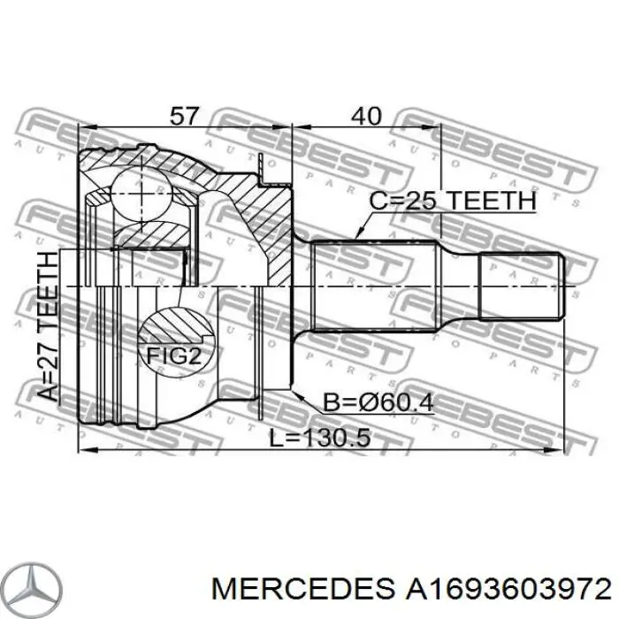 Semieje delantero izquierdo Mercedes A1693603972 precio, desde 99,78 EUR