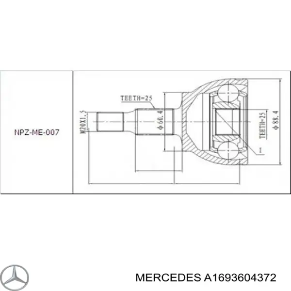A1693604372 Mercedes Semieje delantero izquierdo