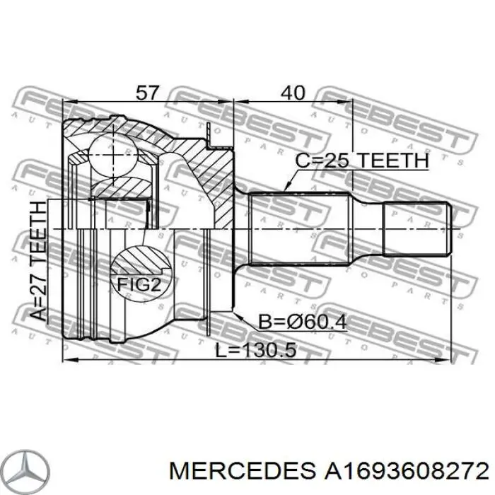 A1693608272 Mercedes árbol de transmisión delantero derecho