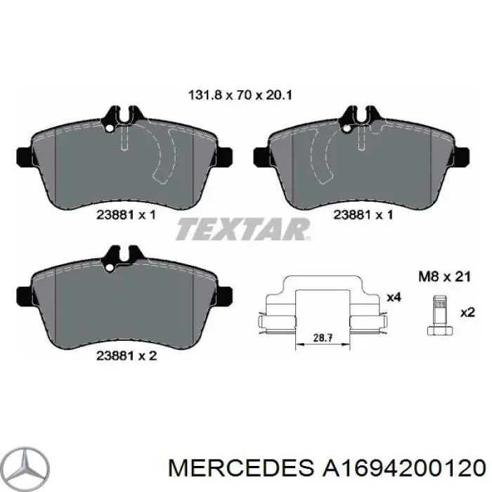 Pastillas freno delanteras Mercedes A1694200120 precio, desde 28,70 EUR
