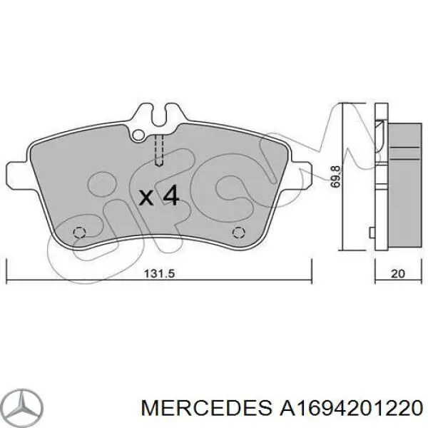 A1694201220 Mercedes pastillas de freno delanteras