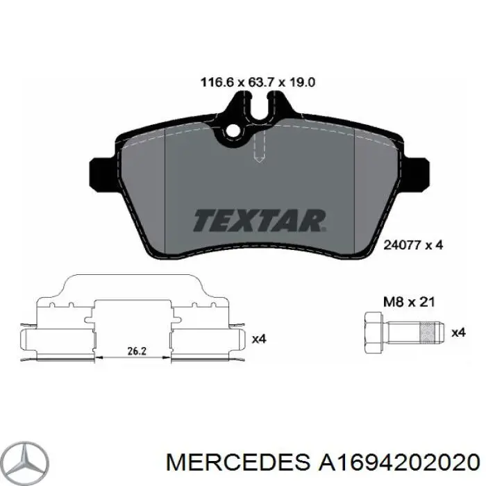 A1694202020 Mercedes pastillas de freno delanteras