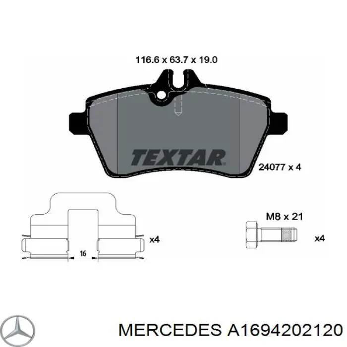 A1694202120 Mercedes pastillas de freno delanteras