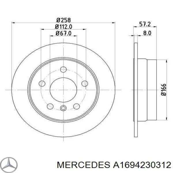 Comprar A1694230312 Mercedes Disco de freno trasero