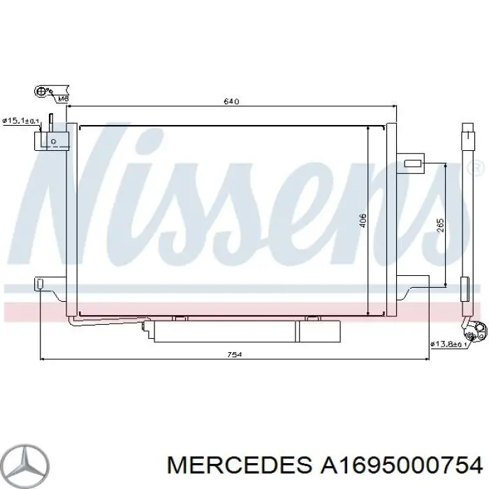 A1695000754 Mercedes condensador aire acondicionado