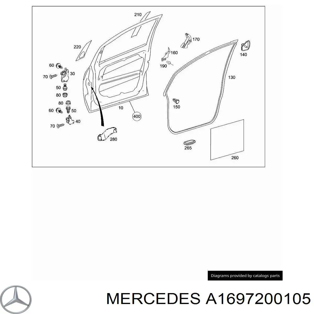 Puerta de coche, delantera, izquierda para Mercedes A (W169)