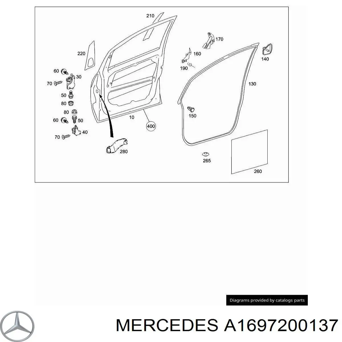 Comprar A1697200137 Mercedes Bisagra de puerta delantera izquierda
