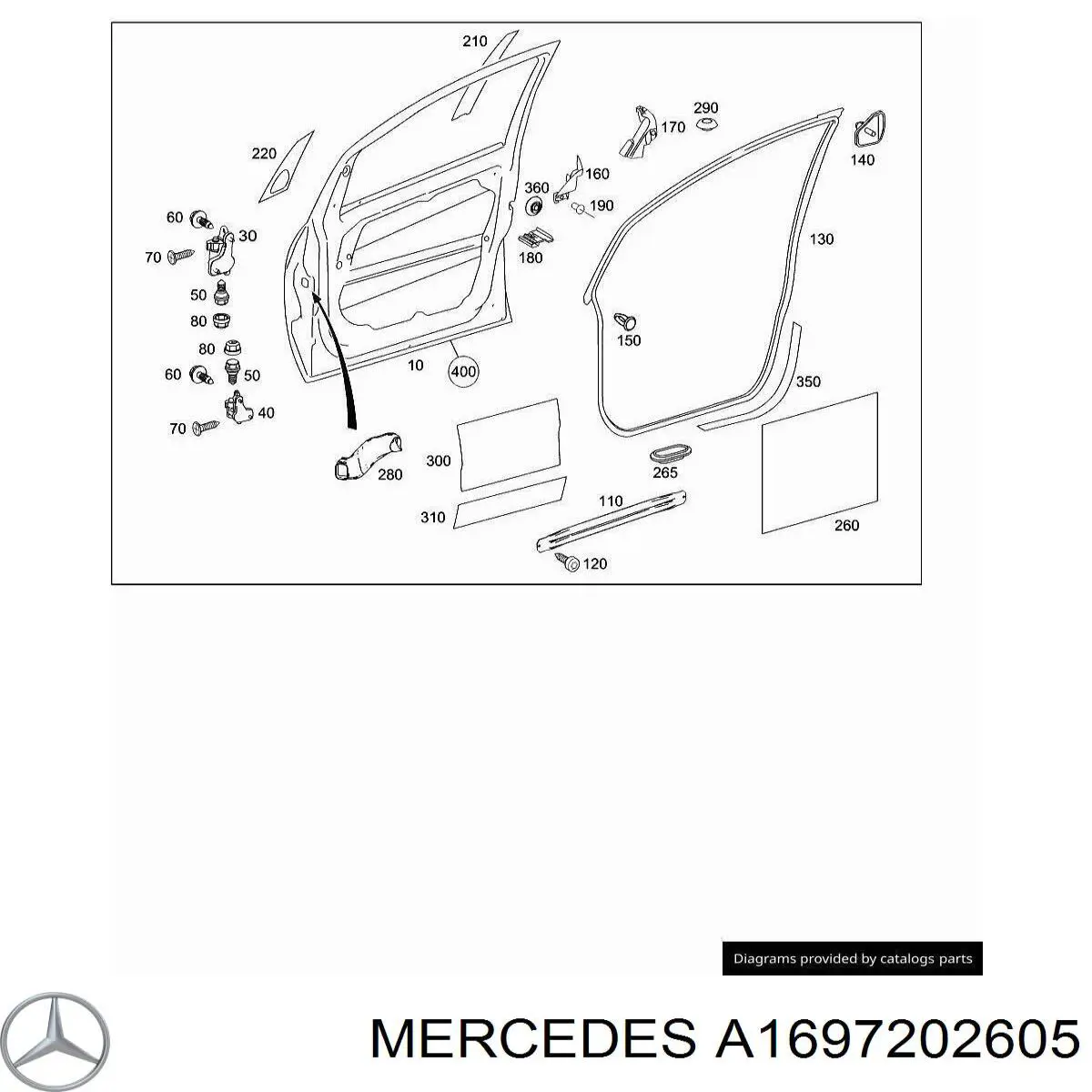 Puerta delantera derecha Mercedes A1697202605 precio, desde 243,94 EUR