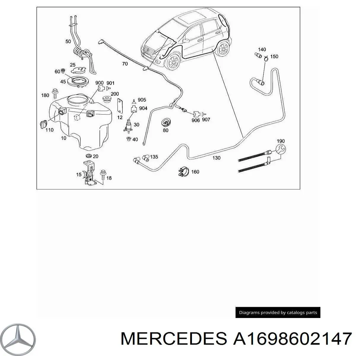 A1698602147 Mercedes tobera de agua regadora, lavado de faros, delantera izquierda