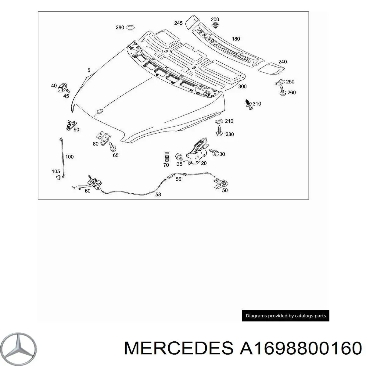 Comprar A1698800160 Mercedes Cerradura de capó
