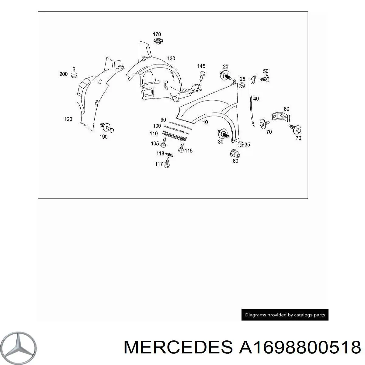 A1698800518 Mercedes guardabarros delantero izquierdo