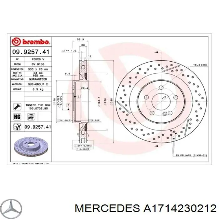 Comprar A1714230212 Mercedes Disco de freno trasero