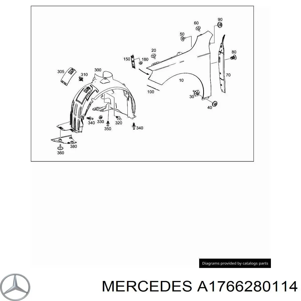 Soporte delantero izquierdo para aleta delantera Mercedes A1766280114 precio, desde 17,44 EUR