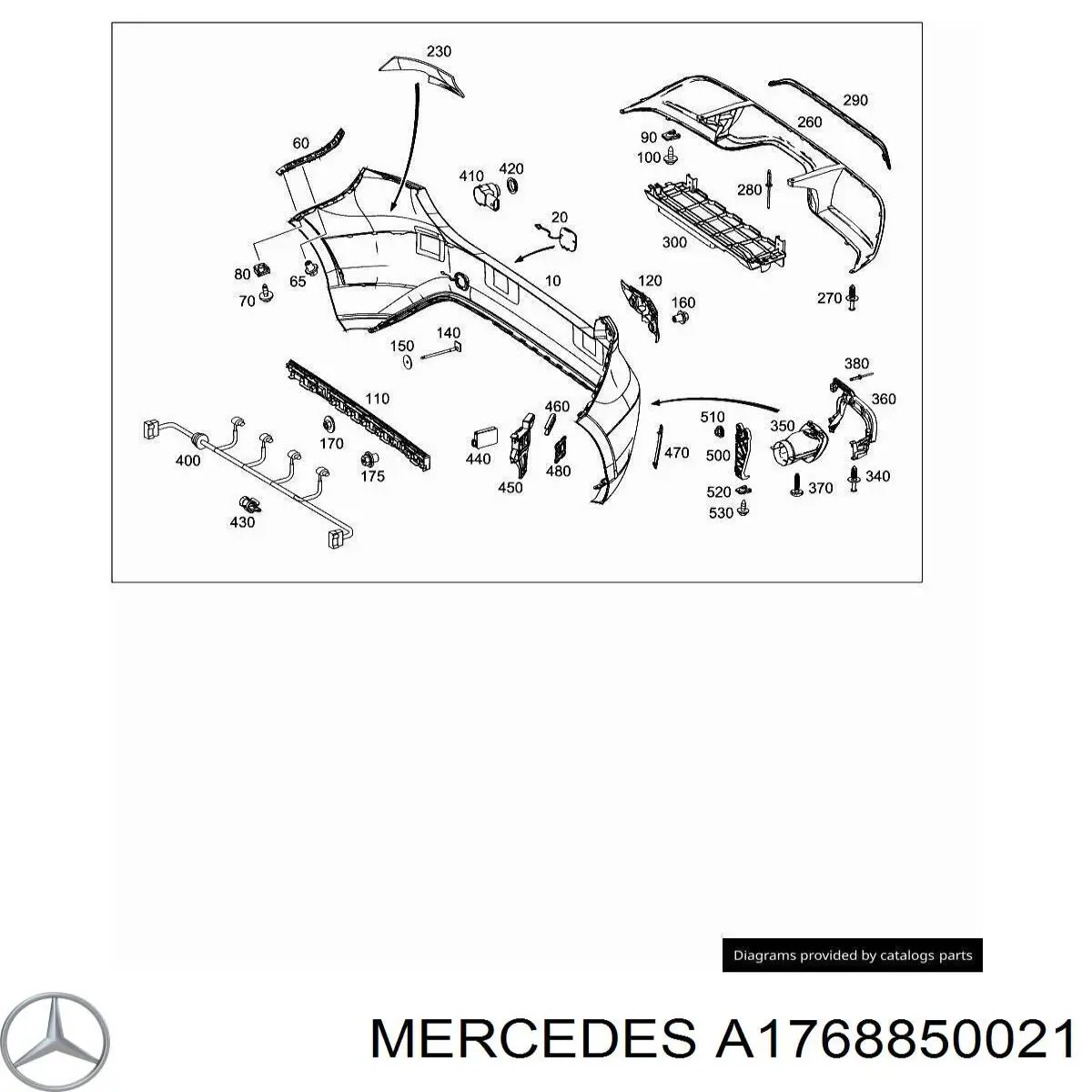 A1768850021 Mercedes Soporte exterior izquierdo del parachoques trasero