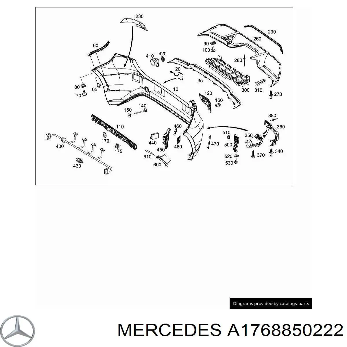 A1768850222 Mercedes cobertura de parachoques, enganche de remolque, trasera