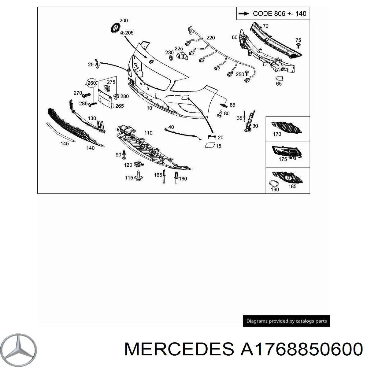A1768850600 Mercedes Absorbedor del parachoques delantero